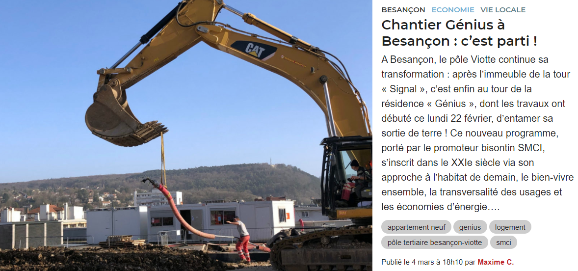 Chantier Génius à Besançon, pôle Viotte