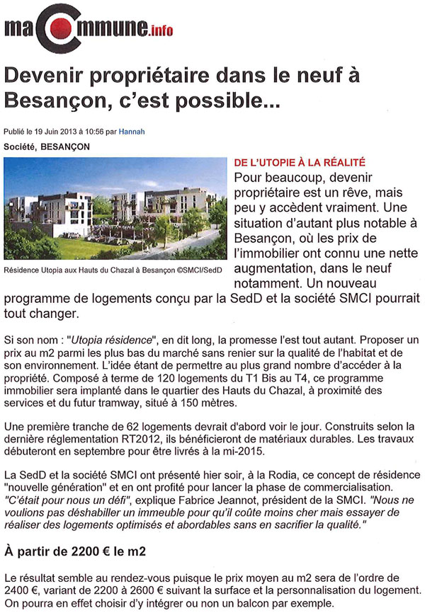 Devenir propriétaire dans le neuf à Besançon, c'est possible